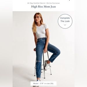 Abercrombie high-rise mom jeans destroyed denim 26
